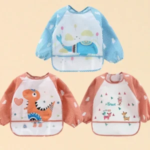 Lot de 3 bavoirs à manches longues pour bébé
